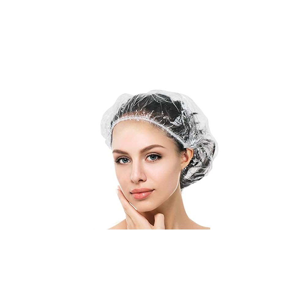 Auban 30PCS Disposable Shower Caps, Plastic Clear Hair Cap Large Thick Waterproof Bath Caps for Women, Hotel Travel Essentials Accessories Deep Conditioning Hair Care Cleaning Supplies(17.3)
