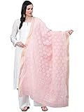 Ada Indian Hand Embroidered Chikankari Kota Dupatta Stole Scarf Hijab for Women A511160 Pink
