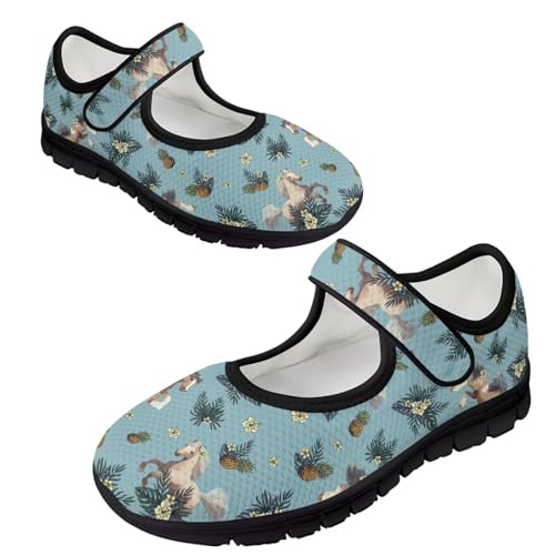 Womens Mary Jane Shoes Sneaker Animals Pattern Non Slip Lightweight Shoes with Magic Sticker for Walking