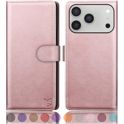Étui iPhone 17 Pro Max SUANPOT Or Rose avec Porte-Carte RFID