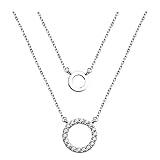 Sofia Milani - Damen Halskette 925 Silber - mit Zirkonia Steinen - Kreiser Ring Anhänger - 50329