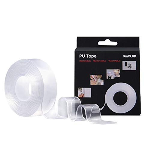 Double Sided Tape Utron Nano Tape Traceless Washable Adhesive Tape Reusable Clear Double Sided Anti-Slip Nano Gel (9.84)