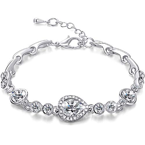 Shining Diva Fashion Romantic Gift of True Love Titanic Heart Austrian Crystal Bracelet for Women and Girls (White) (sd10864b)