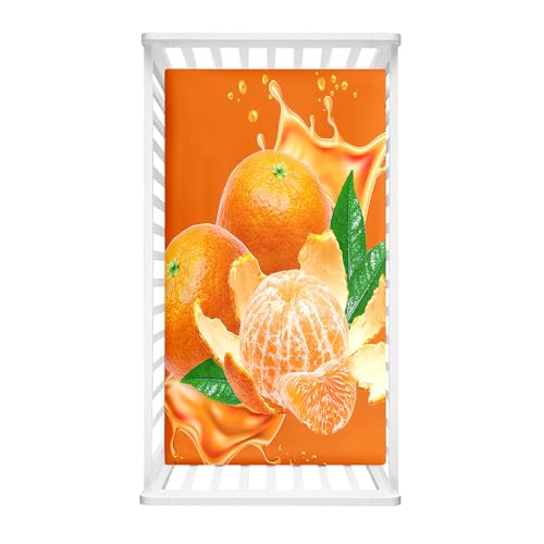 Hiseng Sábanas Minicuna, Sábana Bajera Ajustable para Bebe, 3D Mandarina Sábanas Capazo Bebe Sabanas Carrito Transpirable Sábanas Cuna Elástica Universal (G,75x30cm)