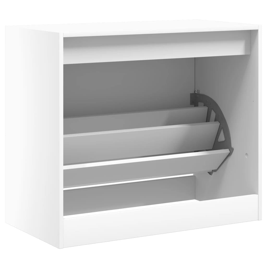 Zapatero blanco de madera 80 x 42 x 69 cm con 1 solapa y 3 compartimentos para ahorrar espacio, estrecho para pasillo con estante estable y sistema de organización