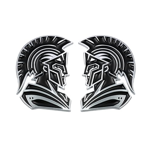 Image of Spartan Emblem 3D Warrior Badge, Custom Car Decal Sticker - Durable Exterior Trunk, Hood, Fender for Car, Truck, SUV (Set of 2) (Chrome)