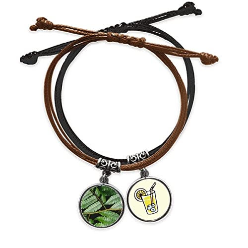 Bracelet en cuir et corde feuilles de plantes : bijoux artisanaux nature