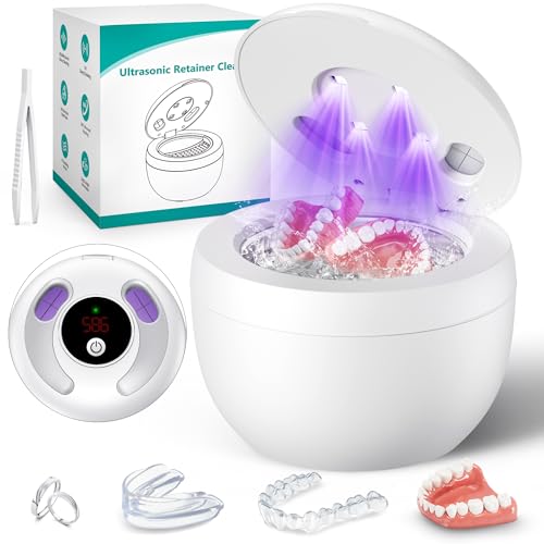Upgraded Ultrasonic Retainer Cleaner Machine, 45kHz Ultrasonic Dentures Cleaner for Night Guards,...