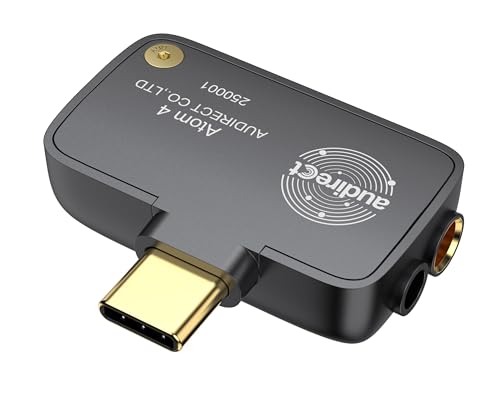 Audirect ATOM4 Portable Audio Decoder Headphone Amplifier 3.5mm Single Ended and 4.4mm Balanced Output High Fidelity Sound Quality Lightweight and Portable (USB-C Interface) (Gray)
