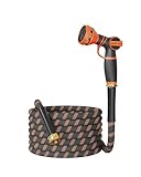 Giraffe Tools Garden Hose 25FT 1/2” Non-Expandable Lightweight Flexible Water Hoses Burst 600 psi with 9 Spray Function Nozzle Heavy Duty Hose