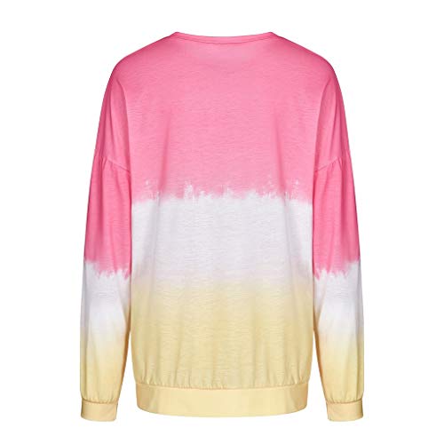 Neartime Women's Sweatshirt,Autumn Casual O-Neck Gradient Blouse Tie Dyeing Color Long Sleeve Tops Loose Pullover #TOP5