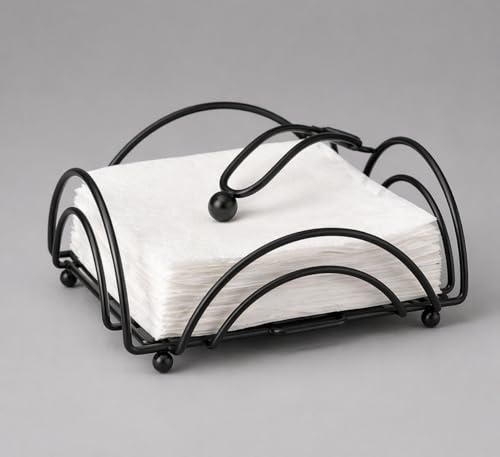 Image of CentraLit Napkin Holder for Dining Table | Modern Metal Tissue Holder with Weighted Arm for Kitchen, Tabletop & Parties | Premium Decorative Paper Napkin Stand (Black)