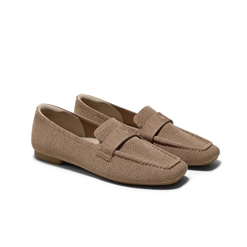 VIVAIA Silvie Women's Loafers Square-Toe Icon Casual Comfortable Slip on Shoes, Toffee Brown, 9