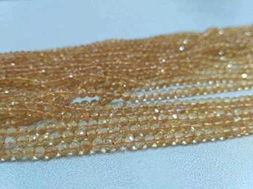 Citrine perles rondes facettées 3.5-4mm pour enfilage et création bijoux