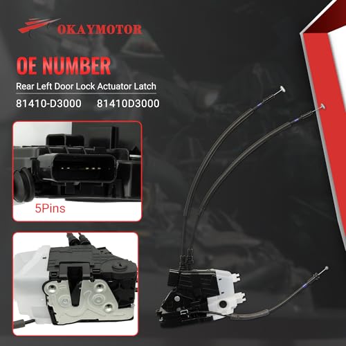 Image of OKAY MOTOR Rear Left Door Lock Actuator Latch for 2016-2020 Hyundai Tucson Limited SE SEL Door Latch Assembly 81410-D3000 81410D3000