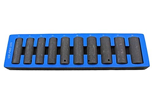 US PRO 10pc 1/2" dr 6pt Deep Impact Sockets Metric 10-24mm 3376