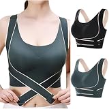 Womens 2 Pack Wireless Bras No Underwire Posture Corrector Bra Push up Seamless Comfy Light Support Everyday Bras