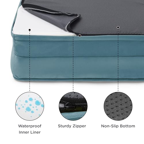 Image of Bedsure XL Orthopedic Dog Bed for Extra Large Dogs - Washable XLarge Dog Cat Bed Waterproof, Comfort Dogs Couch Sofa with Washable Removable Cover, Pet Bed with Nonskid Bottom, Dune Haze Blue, 42 inch