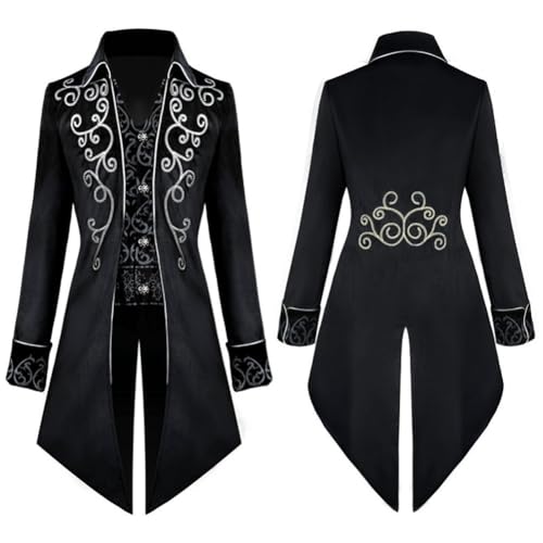 Chaqueta gótica para hombre como disfraz medieval de Halloween y abrigo largo steampunk vintage 8