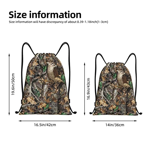 Real Tree Lesves Camouflage Camo Drawstring Bags Unisex Drawstring Backpack 3D Print Lightweight Daypack Sports Gym Bag Small3