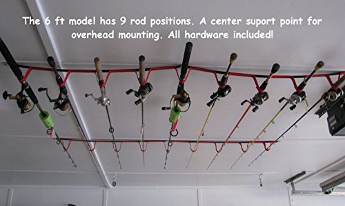 Campingandkayaking Overhead or Wall Rod Storage System. Two Sizes to Choose From. 6 Rod Positions or 9 Rod Positions. (6 rod)