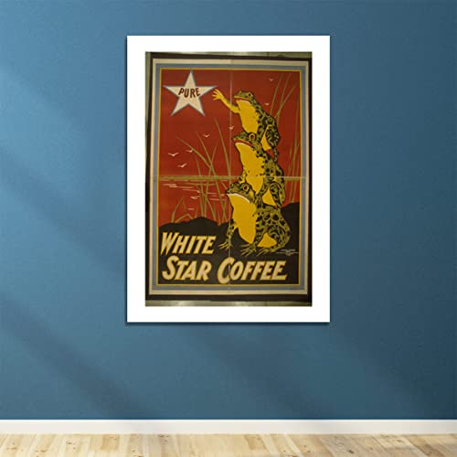 Poster Café Grenouilles White Star Déco Murale Rétro Cuisine XL - 4