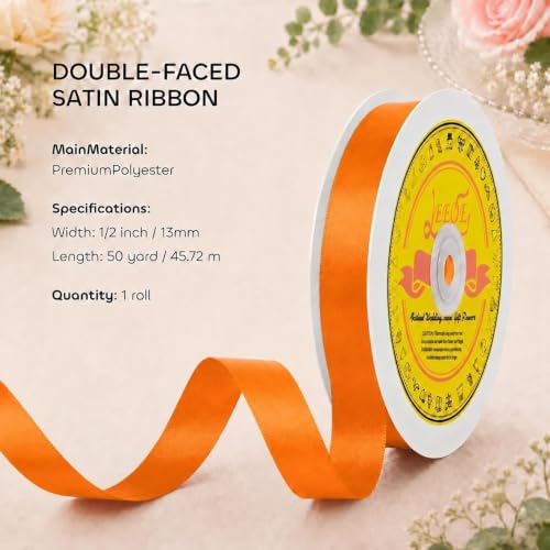 Image of Double Face Torrid Satin Ribbon 1 /2 inch X 50 Yards Polyester Torrid Ribbon for Gift Wrapping Very Suitable for Weddings Party Invitation Decorations and More