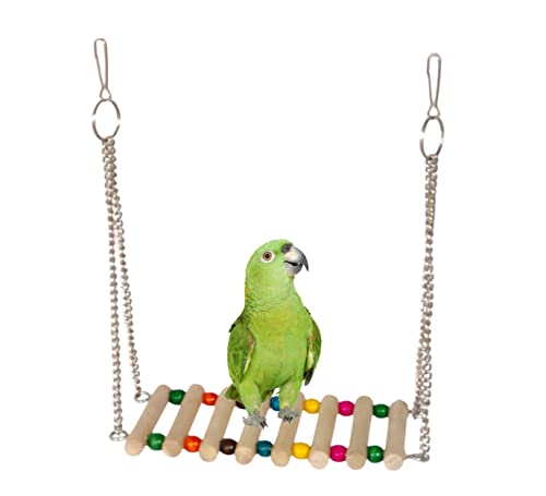 Image of KSK Parrot Swing Bird Toy | Natural Wood Cage Hanging Swing for Small & Medium Birds