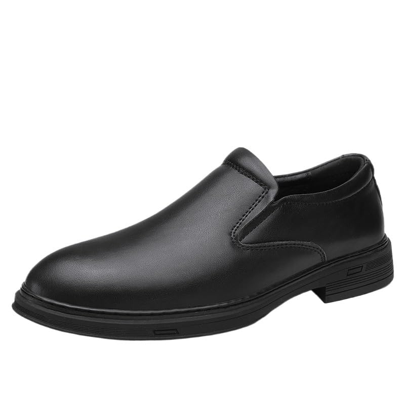 Slip On Dress Shoes for New Mens Shoes Dress Oxford for Men Round Toe Solid Color Leather Shoes Non Slip Low Top Anti-Slip Block Heel Slip Resistant Party