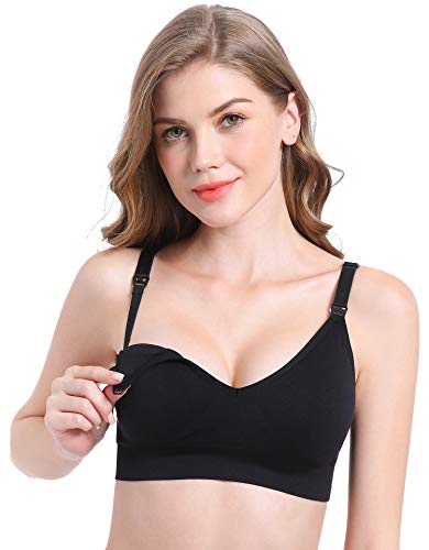 Suekaphin Nursing Bra 5pack Wireless V Neck Maternity Nursing Bra Bralette Low Cut Sleeping Breastfeeding with Extenders