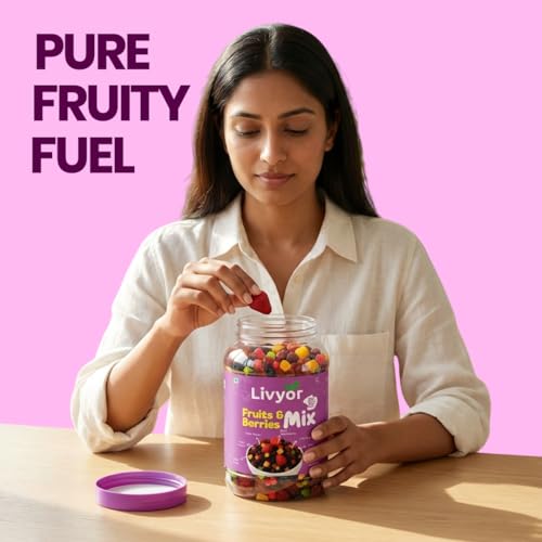 Image of Livyor 7 in 1 Dried Fruits and Berry Mix for eating - 1kg | Good Source of Fibre | Dried Cranberries | Pineapple | Pamelo | Papaya | Blueberries | Strawberries | Mango | Fruits & Berry Blast | Berries dry fruits | Berries fresh | Pack of 1