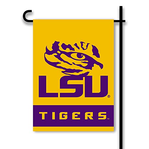 BSI PRODUCTS, INC. - LSU Tigers 2-Sided Garden Flag - Includes Plastic Pole with Suction Cups - Louisiana State Football Pride - High Durability - Designed for Indoor & Outdoor Use - Great Gift Idea