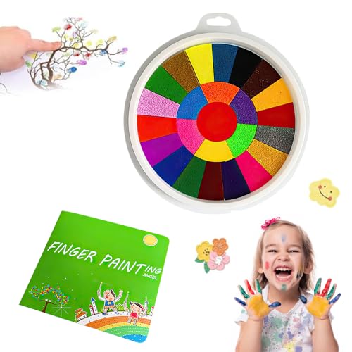 YANGUN Kit pintura con los dedos, pinturas para dedos lavables de 25 colores, Kit de pintura de dedos lavables no tóxicas para manualidades en papel, pintura de telas, bricolaje y dibujo