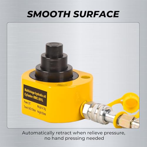Image of 30T Multi Section Hydraulic Cylinder Jack, 2.12 inch Stroke Hydraulic Ram Jack Lifting Cylinder RMC-301L Mini Portable Power Jack for Shipbuilding, Machinery, Bridge, Construction