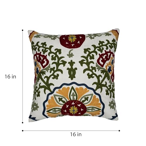 Image of Wakefit Designer Cushion Cover | 16x16 inch | Heavy Embroidery | Premium Cotton Fabric on Front & Back | Pack of 1 | Antra