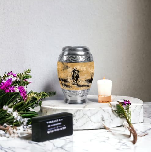 Image of Cowboy Urn - Small Keepsake for Human Ashes - Cremation Holder for Women (3 Inch, Pack of 2)