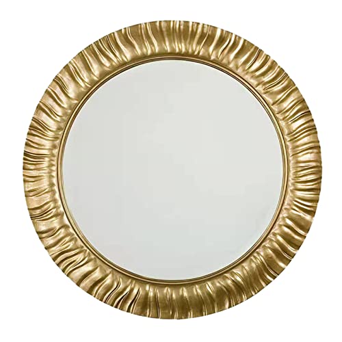 Espejo de baño Impermeable de Estilo Europeo Espejo de Arte Retro Redondo a Prueba de explosiones Espejo Decorativo montado en la Pared Dormitorio Espejo de Maquillaje 80 * 80 cm Cover