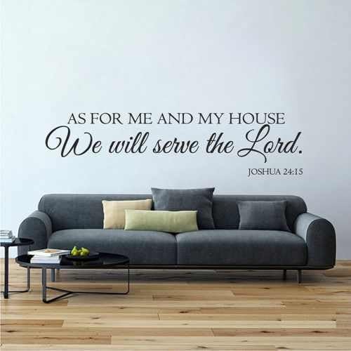Miniatura 2 de Diggoo As for Me and My House We Will Serve The Lord - Josué 2415 - Calcomanía religiosa para pared, versículo bíblico de vinilo (Negro, l)