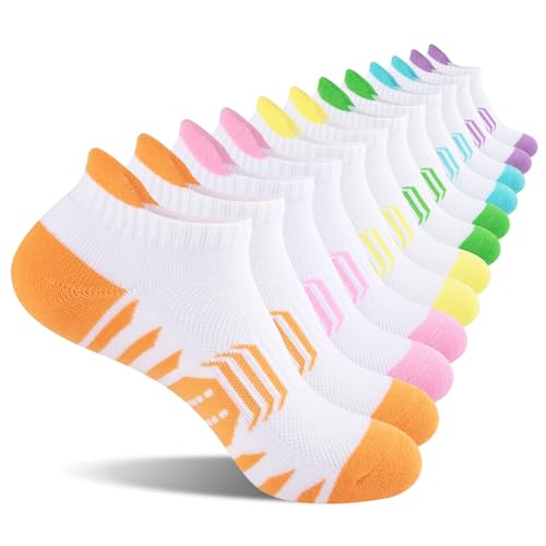COOPLUS Ankle Socks Womens Athletic Cushioned Anti-Blister Running Cotton Low Cut Socks 6 Pairs