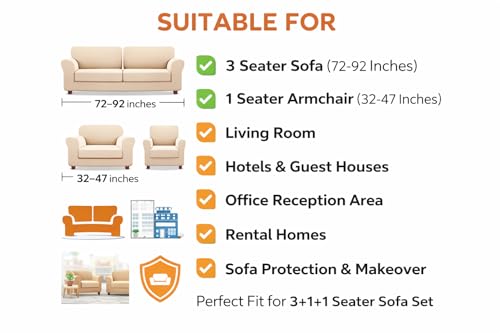 Image of Universal 3 Seater Sofa Cover Fully Covered Stretchable Spandex Non-Slip Elastic Slipcover | Soft Washable Fabric Sofa Protector for Living Room Furniture (Blue Waves)