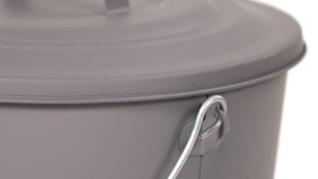 Secchio Portacenere Relaxdays - 24L, Acciaio E Legno, Grigio, Con Coperchio E Manico - Foto 2