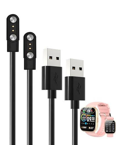 [2 Pack] for Niderson P114 1.85 Inch SmartWatch Charger, Magnetic Replacement USB Charging Cable Compatible with P114 Smart Watch Accessories.(Black) image 2