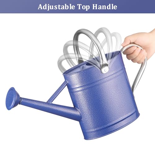 Watering Can for Outdoor Plants&Indoor Plants,Plant Watering Can 1 Gallon,Metal Flower Garden Watering Can Water Can Watering Pot,Galvanized Steel Watering Can(Navy)