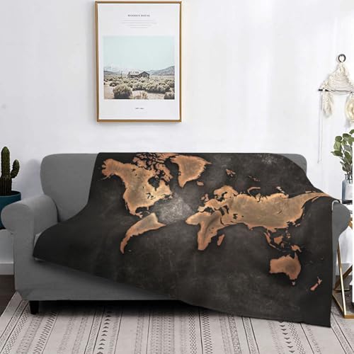 Couverture lit microfibre EdWal imprimée carte du monde rouille - 5