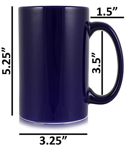Serami 17oz Cobalt Classic Tall Coffee Mugs. Large Handles and Ceramic Construction, Set of 4