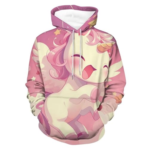 Sweat à Capuche Licorne Rose Mignonne : Dites Adieu aux Pulls Tristes en Taille S
