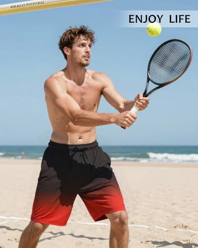 Image of Mens Swim Trunks with Compression Liner 2 in 1 Quick Dry Swimming Shorts Swimwear Bathing Suits with Pockets