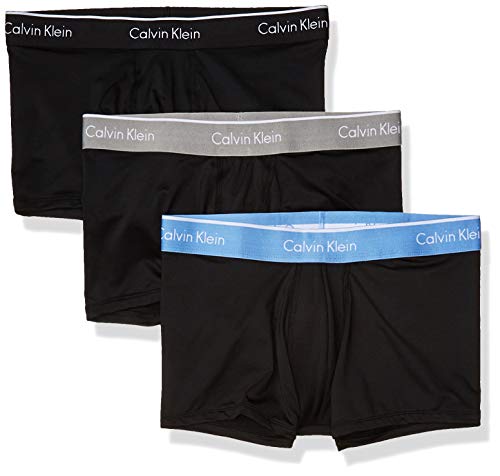 Calvin Klein Men's Microfiber Stretch Multipack Low Rise Trunks, Black/Provence/Monument, M
