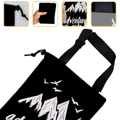 Image of Adventure Awaits Car Trash Bag,Mountain Forest Strap Drawstring Car Garbage Bags,Car Back Seat Organizer with Adjustable Buckle for Car Accessories