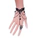 QTMY Black Gothic style Lace Ring Chain Bracelet Party Jewelry Set for Women